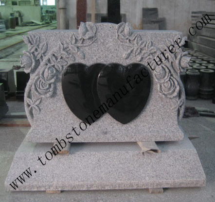 rose double hearts headstone1